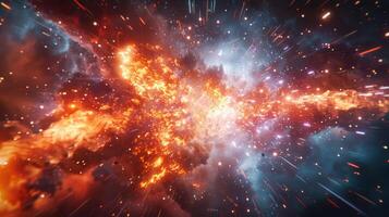 Explosive cosmic event showcasing vibrant colors and dynamic energy in deep space photo
