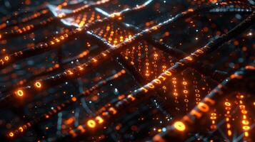 Abstract representation of interconnected data streams with binary code in a digital environment photo