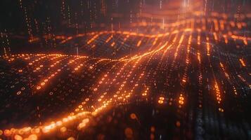 Abstract visualization of flowing orange light patterns against a dark background, symbolizing data movement photo