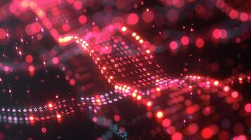 Abstract visualization of digital data flowing through a vibrant network of glowing particles photo