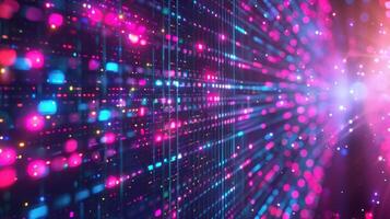 Vibrant abstract light trails with multicolored bokeh effects creating a dynamic visual experience photo