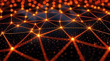 Abstract representation of a glowing network of interconnected nodes and lines photo