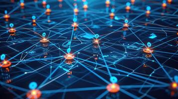 Abstract visualization of interconnected nodes and lines representing a digital network photo