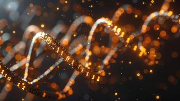 Abstract representation of digital data in a flowing wave pattern with glowing particles photo