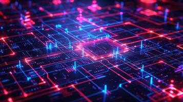 Abstract digital network with glowing lines and nodes representing technology and connectivity photo