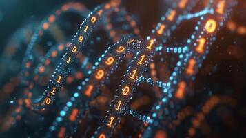 Abstract representation of digital data streams with binary code in a futuristic environment photo