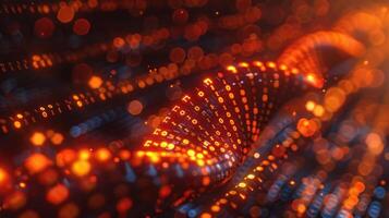 Abstract representation of digital data flow with vibrant colors and glowing particles in motion photo