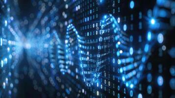 Abstract digital background with binary code and wave patterns representing data flow photo
