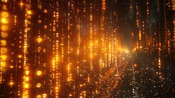 Abstract representation of glowing data streams in a digital environment with warm colors photo