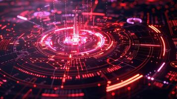 Abstract digital visualization of interconnected data points and glowing circuits in vibrant colors photo