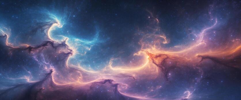 resumen cósmico galaxia con vibrante azul y naranja nebulosa foto