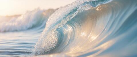 a close up of a wave of water with a light in the background. photo