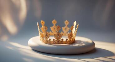 Elegant Golden Crown Placed on a Smooth Surface With Soft Light Casting Gentle Shadows photo