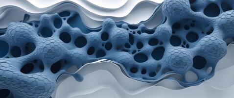 Abstract Interconnected Cellular Structures in Deep Blue with Textured Layers. photo