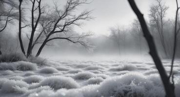 Tranquil Scene of Frost and Snow in the Quiet Wilderness. photo