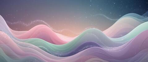 Abstract waves of pastel colors with glittering cosmic dust and a gradient background. photo
