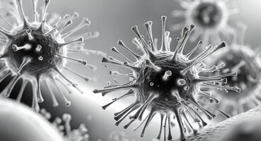 Exploring the Vibrant Interactions Between Viruses and Cells Under a Microscope. photo