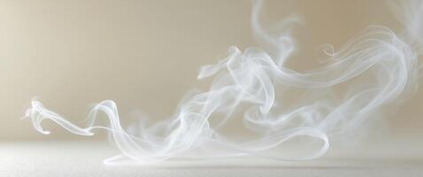 Delicate wisps of soft white smoke on a light background creating a serene atmosphere ideal for overlaying text or graphics. photo