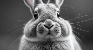 A close up of a rabbit looking at the camera. photo