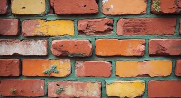 A Beautiful and Colorful Brick Wall Texture Ideal for Various Creative Projects and Designs photo