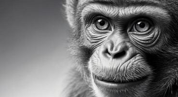 A close up of a monkey's face looking at the camera. photo
