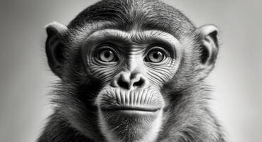 A close up of a monkey's face looking at the camera photo