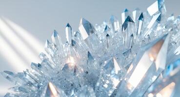 A dazzling display of crystalline structures with a bright and reflective background photo