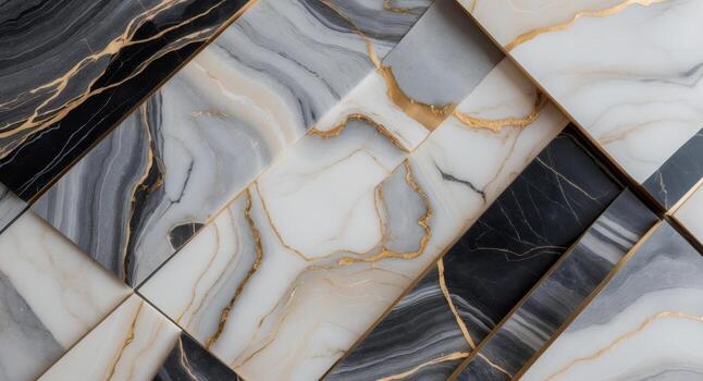 resumen geométrico mármol loseta diseño con oro acentos foto