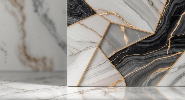 resumen geométrico mármol loseta diseño con oro acentos foto