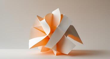 Abstract Paper Sculpture in Modern Art Style with Soft Orange and Cream Colors photo