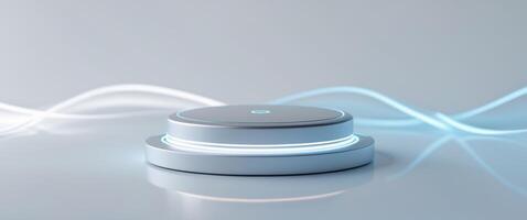 Interactive button interface with loading visualization showcasing progress and futuristic design for digital platforms and software operation photo