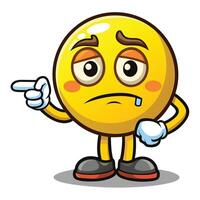 emoticon character with a sad face pointing at something vector