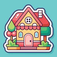 house with a tree and bushes vector