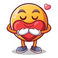 emoticon with heart - cartoon character illustration vector