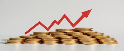 Stacked gold coins with a rising graph symbolizing financial growth and success - photo