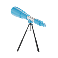 3D Blue Telescope on Black Tripod Stand png