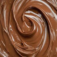 Delicious swirls of creamy chocolate hazelnut spread photo