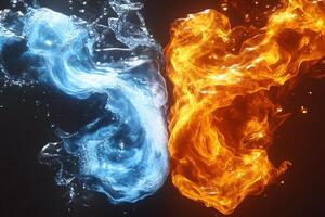 Dynamic Energy of Water and Fire in a Dramatic Elemental Abstract Design photo
