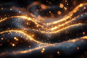 Abstract Golden Wave with Glittering Particles for Elegant Design photo