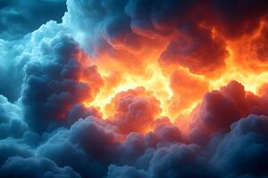 Dramatic Abstract Sky with Fiery Clouds and Moody Lighting for Atmospheric Design photo