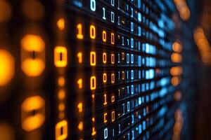 Binary Code Data Stream Background for Technology and Digital Communication Design photo