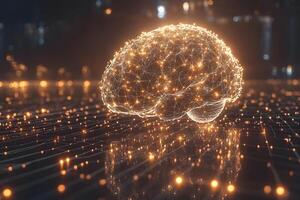 Digital Brain with Glowing Network Connections for AI and Technology Concepts photo