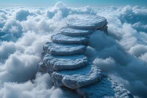 Surreal Cloudscape Featuring a Stepping Stone Pathway Above the Clouds photo
