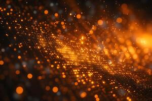 Abstract Glowing Orange Particle Network Suitable for Digital Design and Tech Backgrounds photo