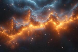 Captivating Cosmic Cloudscape with Fiery Orange Nebula in Deep Space photo