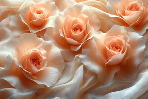 Elegant Peach Roses on Delicate Fabric for Romantic and Wedding Design photo