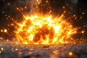 Explosive Fireball Eruption Intense Flames and Sparks for Action Scenes and Digital Art photo