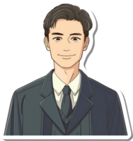 A sticker of a man in a suit and tie png