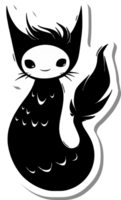 A Monochrome Cat Merfolk Fantasy Creature Design png