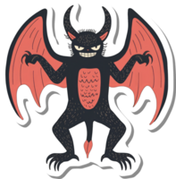 A menacing winged creature with horns and claws png